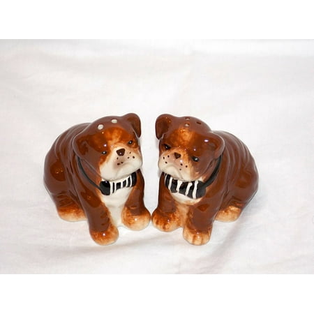 Bulldogs Game Day Ceramic New English British Ceramic Salt & Pepper Shakers, Adorable Bulldog Salt & Pepper Shakers By Bulldog ()