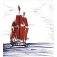 thumbnail image 3 of Sketchy Duvet Cover Set, Sailing Ship Floating on the Sea Drawing Style Nautical Maritime Theme, Decorative 3 Piece Bedding Set with 2 Pillow Shams, Queen Size, Dark Purple Ruby Black, by Ambesonne, 3 of 3