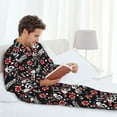 thumbnail image 5 of KLL Vintage Skull Casino Sleepwear Mens Flannel Pajamas,Long Cotton Pj Set, 5 of 7