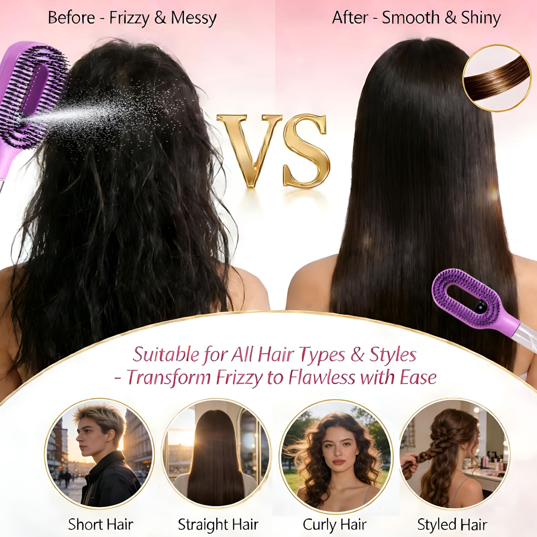 ACDANC Hair Brush with Water Spray Mister-2-In-1 Detangling Brush with Built-In Fine Mist,Portable Wet&Dry Styling Tool for Smooth,Frizz-Free Hair-Quick Refresh for Women&Girls On-The-Go