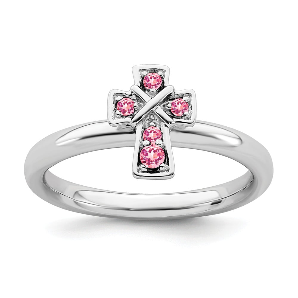 Jewels By Lux Sterling Silver Stackable Expressions Pink Enamel Ring