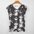 thumbnail image 3 of Kuromi And My Melody Womens Summer Tops Ruffle Short Sleeve Tunic Tops V Neck Loose Fit Flowy T-Shirts, 3 of 7