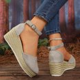 thumbnail image 4 of Closed Toe Espadrilles for Women Platform Wedge Sandals Comfortable Suede Ankle Strap Dressy Wedges Heels Gray Size 8.5, 4 of 7