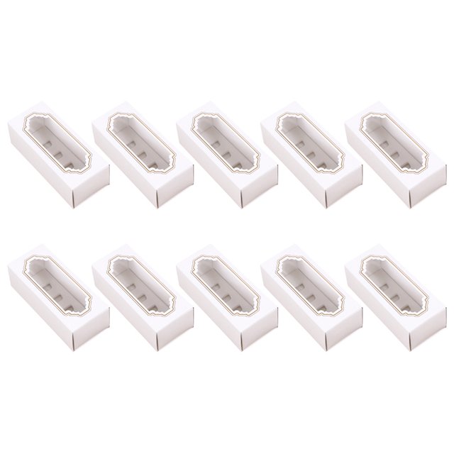 10 Uds caja de macarrones de 5 cavidades con ventana transparente contenedores de papel para postres portadores de magdalenas par HOMEMAXS 6464649-MX