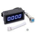 thumbnail image 1 of Metal Automotive Digital Tachometer Portable Professional Four Digit 30mA 10-9999rpm Voltage Speed Meter Measuring Equipment Blue LED, 1 of 9