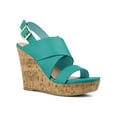 thumbnail image 1 of BLISSFUL STEP Women's Sandals Platform Heels Ankle Strap Wedges Sandals Lake Green 7, 1 of 7