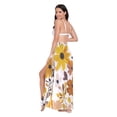 thumbnail image 3 of FORMRS Womens Long Sarong Beach Wrap Semi-Sheer Bikini Skirt Bathing Swimsuit Cover Up, Yellow Flowers, 3 of 7