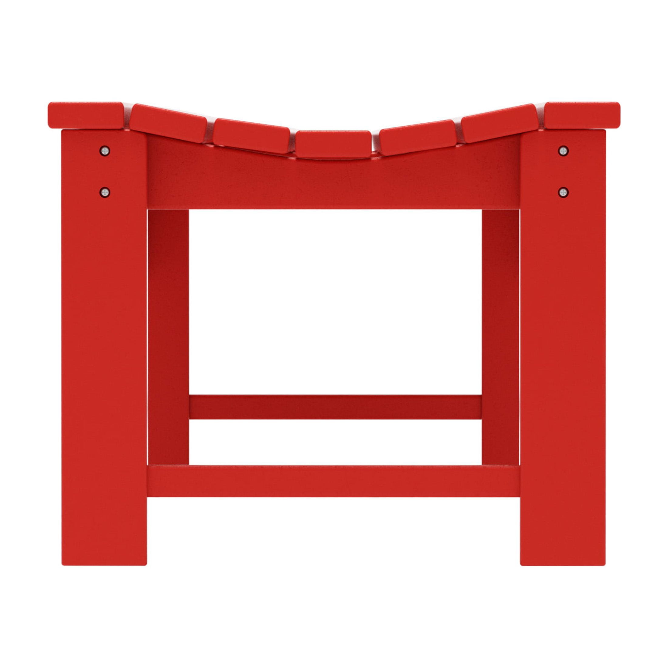 GARDEN Plastic Adirondack Backless Outdoor Bench for Patio Entryway, Red