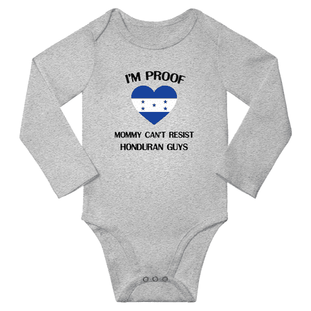 

I m Proof Mommy Can t Resist Honduran Guys Baby Long Sleeve Bodysuit Romper (Gray 18 Months)