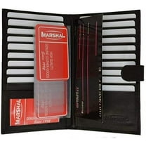 Genuine Leather Credit Card Holder Wallet 19 Card Slots   1 ID Window With Snap