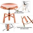 thumbnail image 4 of Metal Bar Stools Set of 2, Modern Backless Adjustable Swivel Counter Height Barstools with Bullnosed Seat, Hoop Footrest, Rubber Pads for Kitchen Island, Bar, Dining or Pub (Rose Gold), 4 of 11