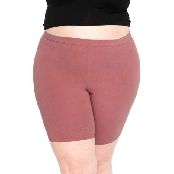 Stretch Is Comfort Women's Plus Size Cotton Biker Shorts Dark Mauve 3X