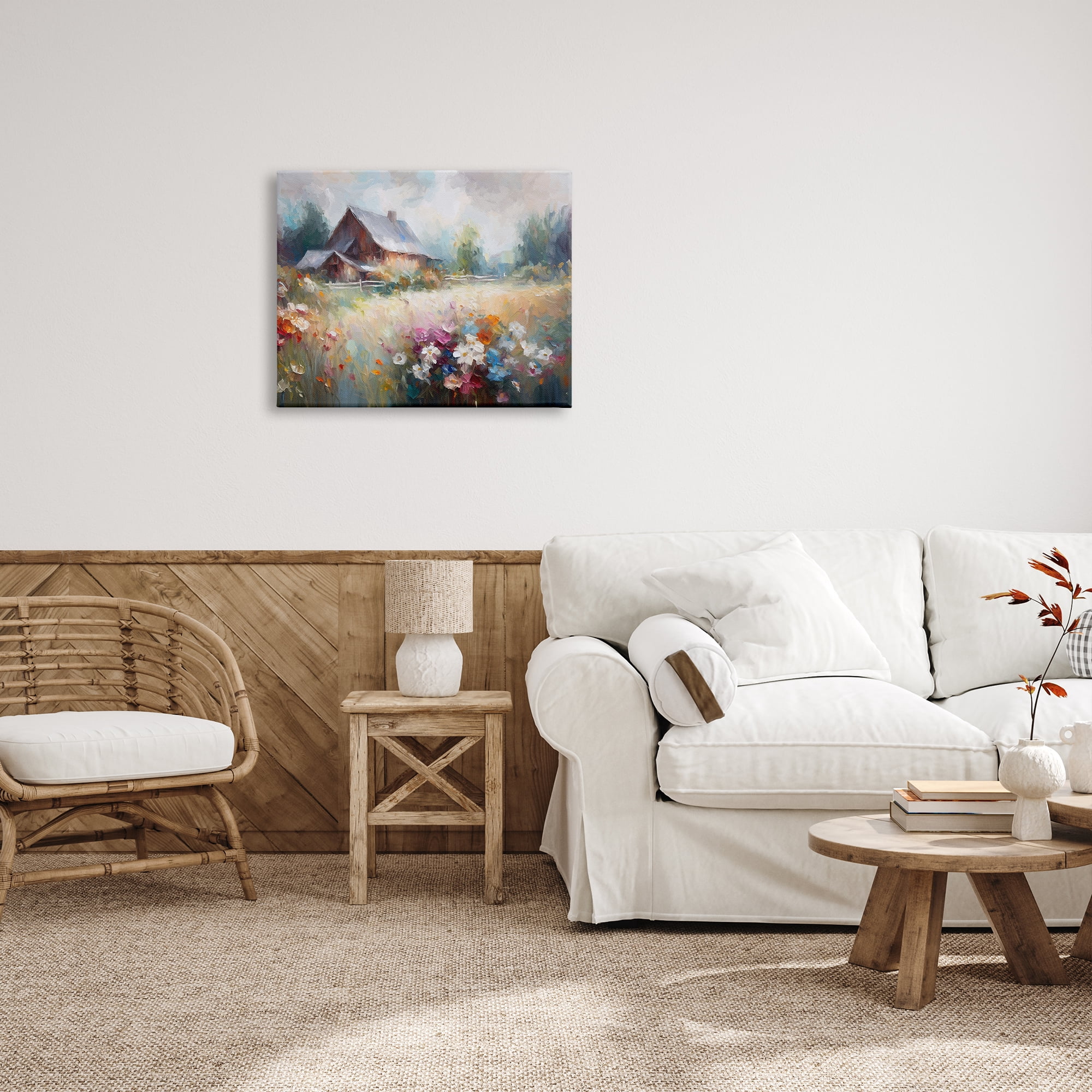 Stupell Industries Grey Rustic Countryside Landscape Painting Gallery Wrapped Canvas Art Print Wall Art, 30 x 24