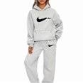 thumbnail image 4 of 2 Pcs/Set Stylish Hooded Pullover Women Autumn Tracksuit Elastic Cuff Deep Crotch Winter Hoodie Pants Set, 4 of 5