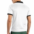 thumbnail image 4 of CIENVNSTG Versatile Athletic Half Zip Men Polo Tops Short Sleeve Contrast Collar Lightweight Breathable Shirts With Contrast Cuff Trim Functional Chest Pocket Daily Casual Wear White 2XL, 4 of 8