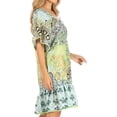 thumbnail image 3 of Sakkas Eliza Women's Cocktail Short Sleeve Floral Print Boho Dress Summer Casual - FLG377-Green - One Size, 3 of 5