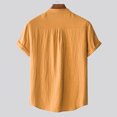 thumbnail image 5 of Lolmot Men Short Sleeved Cotton Linen Casual Shirts Solid Color Stand Collar Loose Tops Sports Vacation Beach Top Shirt Blouse with Pocket, 5 of 5
