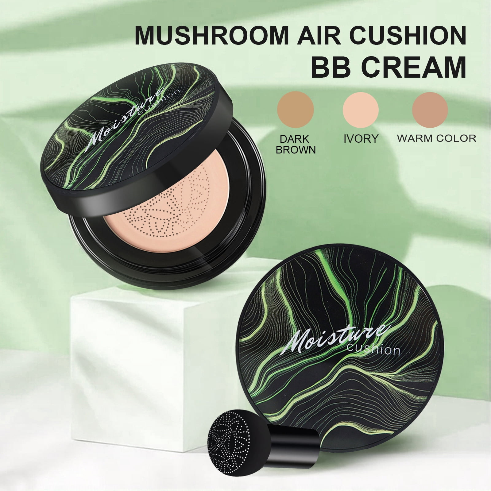 Alvantor CC Cream Foundation with Moisturizing Concealer and Mushroom Head Air Cushion, Long-Lasting Nude Makeup, Natural