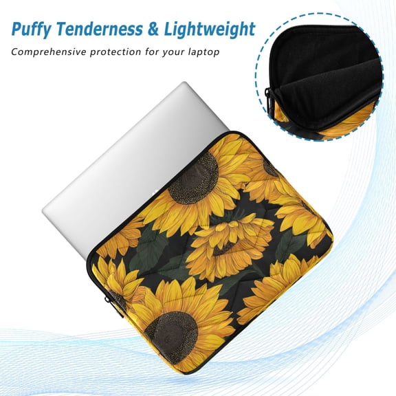 Iauyy(M)13.4 inch Laptop Sleeve,Shockproof Durable Computer Carrying laptop Bag,Slim Cover for 13.4-14 inch HP Dell Lenovo Asus Notebook,Yellow Sunflower