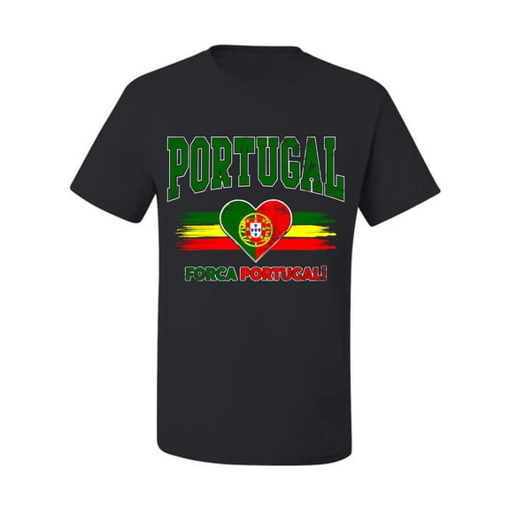 Wild Bobby Portugal Flag Heart Forca Portugal Graphic | Women's Novelty T-Shirt | Soccer Football Fan Game Day Gift for Her Unisex Men Tee
