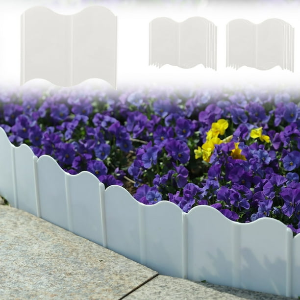 Borde decorativo para jardín Lisbinx, valla de plástico, 14 x 15 cm, ideal para terrazas y patios, disponible en negro, blanco, rojo y verde.