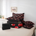 thumbnail image 6 of Feelyou Black Red Cherry Twin Bedding Sets 7-Piece, Princess Cartoon Bedding Comforter Set, 6 of 8