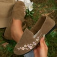 thumbnail image 4 of Penny Loafers for Women Floral Embroidery Low Top Flat Shoes Lightweight Wide Toe Box Casual Walking Shoes Brown Size 8, 4 of 6
