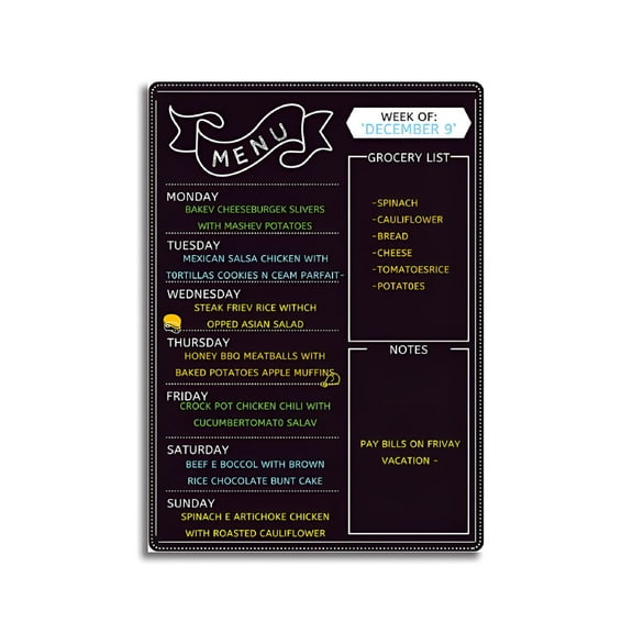 CCOCC Magnetic Whiteboard Fridge Calendar Menu Planner Dry Erase Weekly 30X42CM