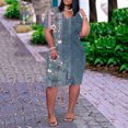 thumbnail image 4 of asddcavvf Robes pour Femmes Grande Taille Imprimé Floral Col en V Confortable Robe Ample Courte Sle, 4 of 6