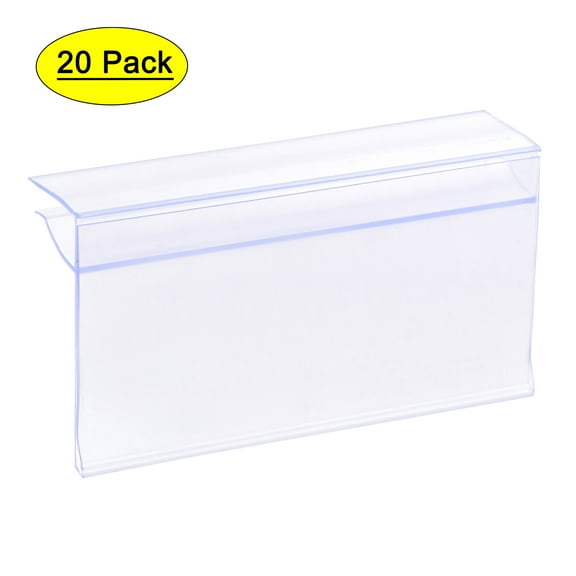 Uxcell 80x42mm Clear Plastic Label Holder Clip for Shelf, 20 Pack