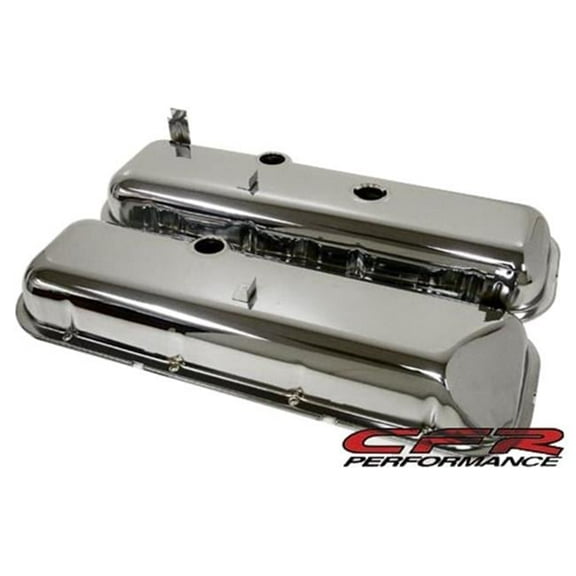 CFR Performance HZ-9504-1-C Short OEM Style Recessed Corner Steel Valve Covers - Chrome with Dripper Rails for 1965-72 Chevy Big Block 396-427-454