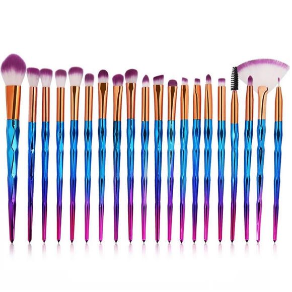 Juego De Brochas Unicornio P/maquillaje, 20 pz Azul Moradp