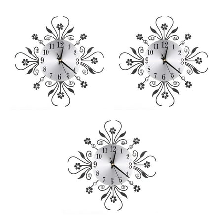 Set of 3 Silent Wall Clocks Accurate Time Wall Clock 35.00X35.00X3.00CM Black