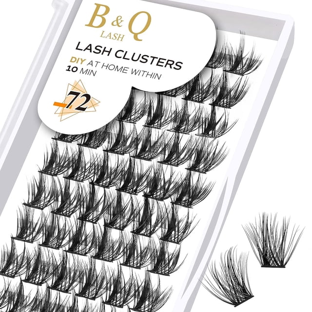 Lash Clusters B02 D Curl 0.630 in Extensiones de pestañas DIY 72 grupos de pestañas B&Q LASH Mega Volumen Pestañas individuales Extensiones de grupos de pestañas Wispy Individual Lashes Cluster DIY en