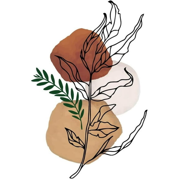 Boho Style Geometrical Wall Decal Vegetative Line Modern Abstract Art Wall Sticker Peel and Stick Vinyl Decals DIY Art Wall Decorations to Stick On The Wall for Living Room Bedroom 90x60cm