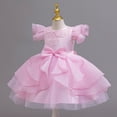 thumbnail image 2 of Lace Flower Sleeveless Gown Dress with Bow Decoration for Girls, Kids Wedding Bridesmaid Pageant Party Formal Long Gown Princess Tulle Floral Embroidery Girl Birthday Party Dresses - 2-10T, 2 of 7