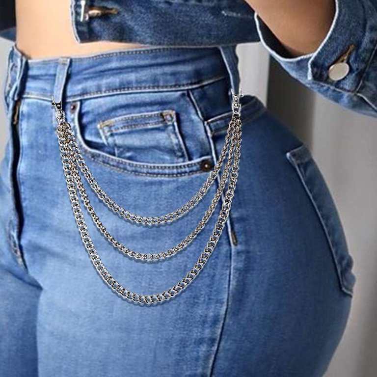 Milsil Wallet Chain – Biker Jean Pocket Chain For Men & Women, Punk Goth Trouser Accessory With Double Lobster Clasp