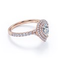 thumbnail image 3 of JeenMata Pave Style 1 Carat Pear-Shaped Moissanite Double Halo Cluster Engagement Ring in 18K Rose Gold Plating for Women, 3 of 8