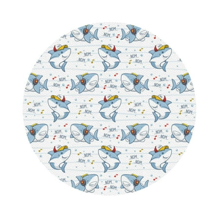 

Matuu Cute Shark for Cup Coasters Set of 6 Leather Coasters Desk Coasters for Office Measures 4” x 4” Round Shape