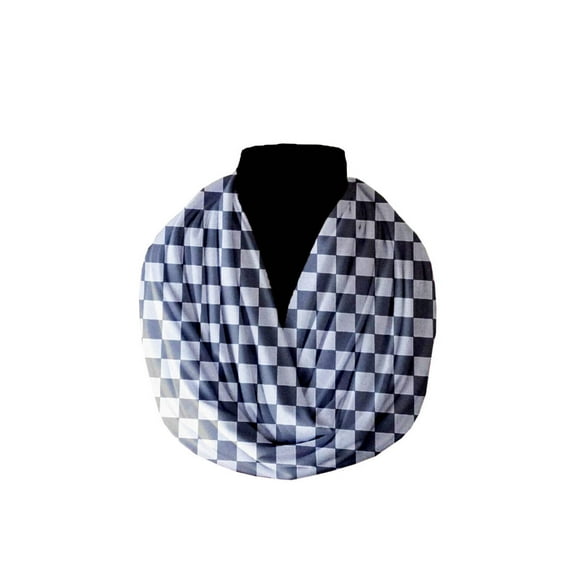 Cotton Blend Infinity Scarf Racecar Checkerboard Print