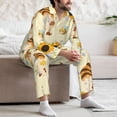 thumbnail image 7 of Naloa Watercolor Bee Honey Honeycomb Bee Men’s Pajamas Set - Long Sleeve Button Down Sleep Shirt and Pajama Bottoms Sleepwear Set-XX-Large, 7 of 7