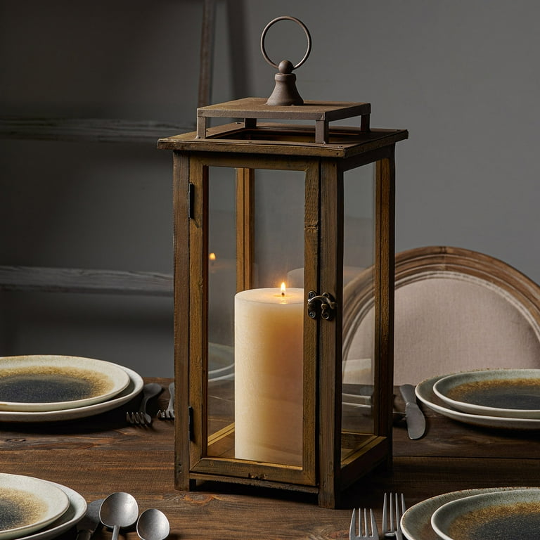 Large Rustic Wood Candle Lantern Large Rustic Wood Candle Lantern