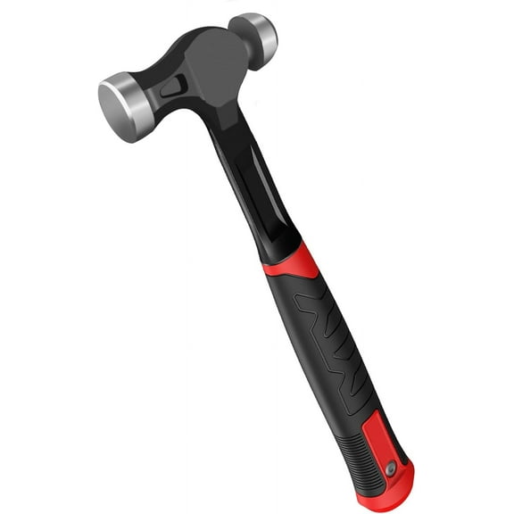 YIYITOOLS 24 oz Ball Peen Hammer, Carbon Steel with Fiberglass Grip
