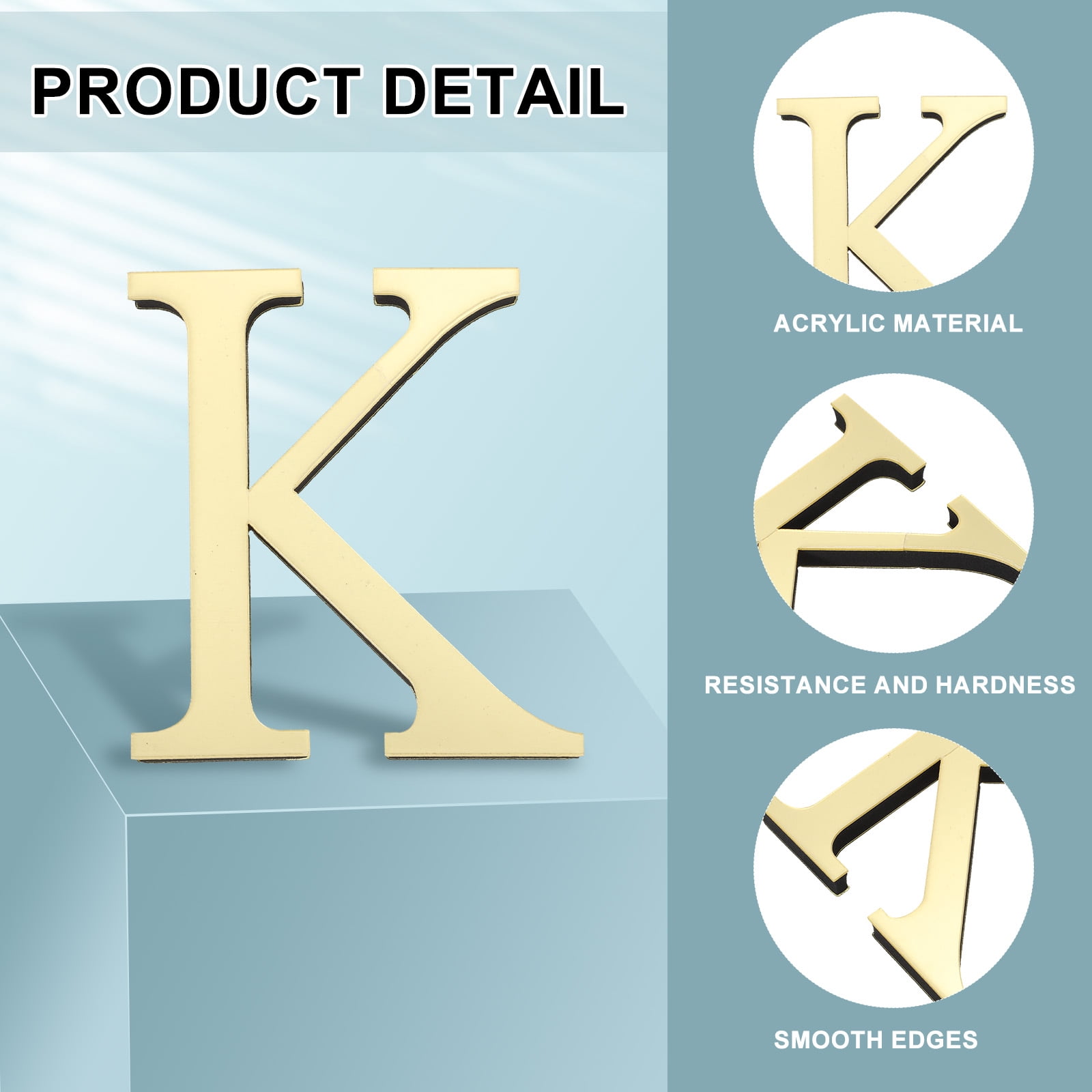 Unique Bargains 3D Alphabet Mirror Wall Stickers 3.94" x 3.94" x 0.31" Letter K
