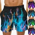 thumbnail image 2 of Umfun Men's Neon Flame Graphic Board Shorts Elastic Waist Trendy Quick Dry Swim Trunks for Beach Party Clubwear and Casual Street Style, 2 of 9