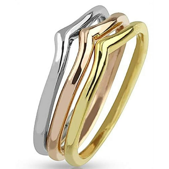 Body Accentz Tri-Color Triple Mid-Rings/Toe-Rings