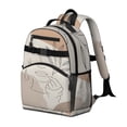 thumbnail image 2 of Brown Boho Line Art Face and Plant Pattern Backpack for School,Cute School Bag,Schoolbag with Adjustable Shoulder Straps & Padded Back,15.25"x11.5"x5.25", 2 of 5