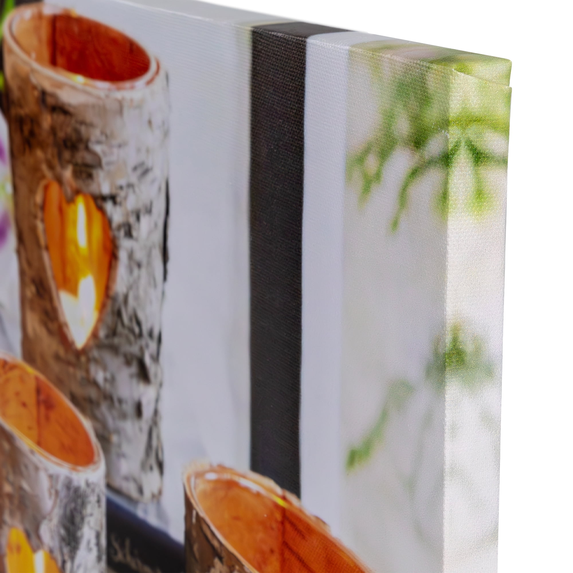 LED Lighted Flickering Rustic Woodland Birch Candles Canvas Wall Art 11.75" x 11.75"
