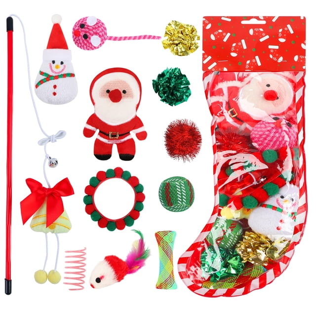 Juego de juguetes navideños para gatos Yeghujar, 12 piezas, juguetes interactivos