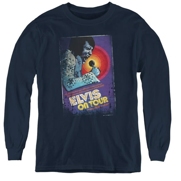 Elvis Presley On Tour Poster Youth Long Sleeve T-Shirt Navy